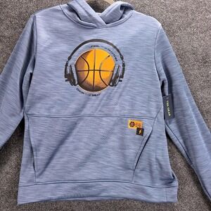 Tek Gear Boys XL 18/20 Warm Gear Fleece Hoodie Blue Basketball Graphic